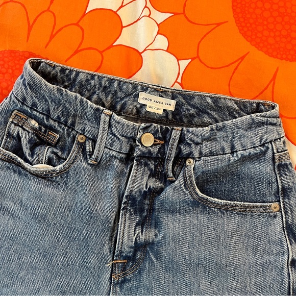 Good American Good 90s Icon High Waist Straight Leg Jeans 00 / 24 - Picture 2 of 5